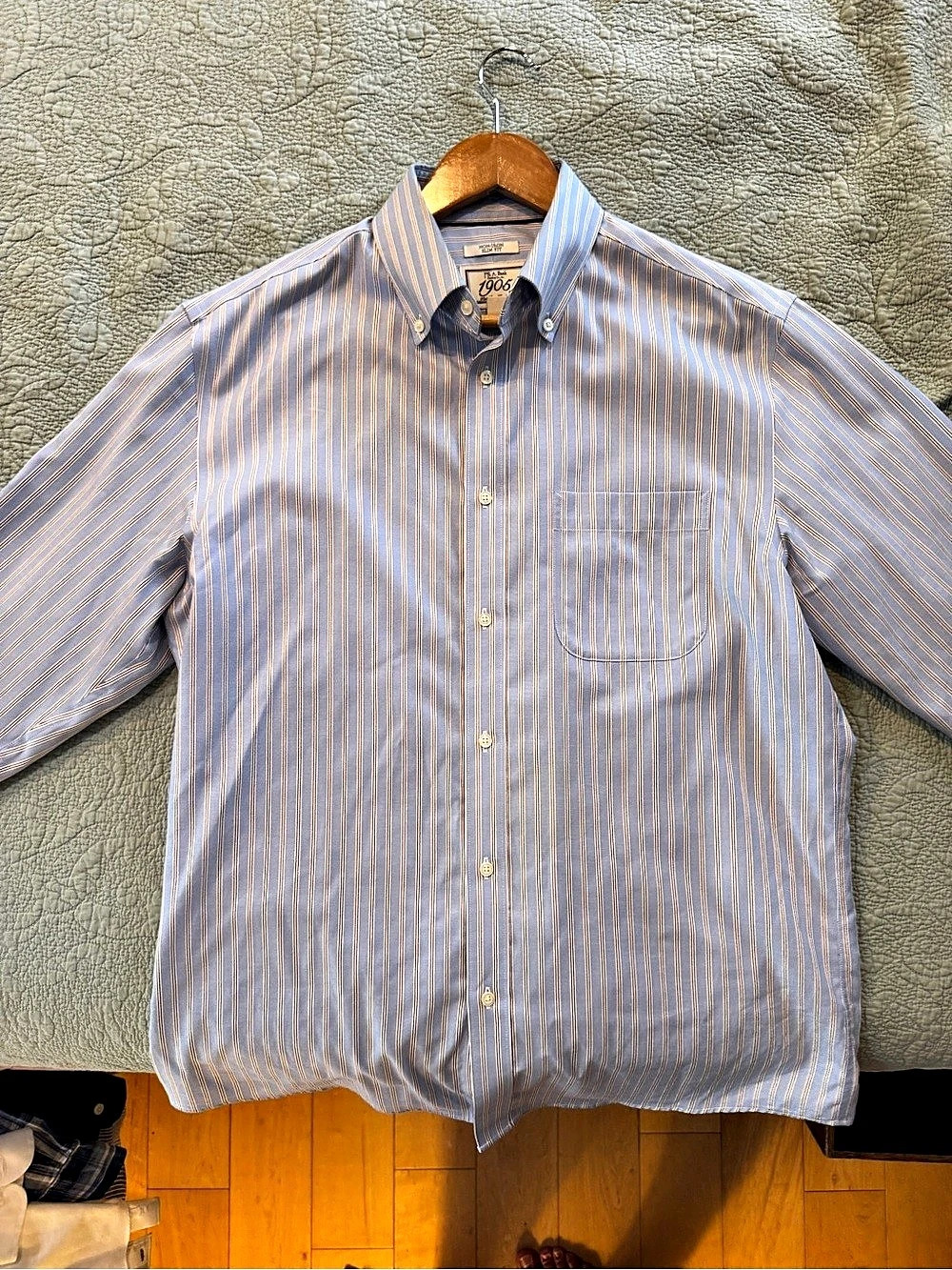 1905 Striped Button Down Shirt in Blue & White Size Medium